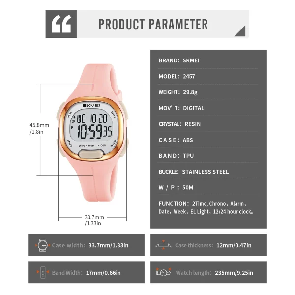SKMEI 2457 Creative Digital Sports Watch with Chronograph and Backlight (50M Waterproof) - Image 6