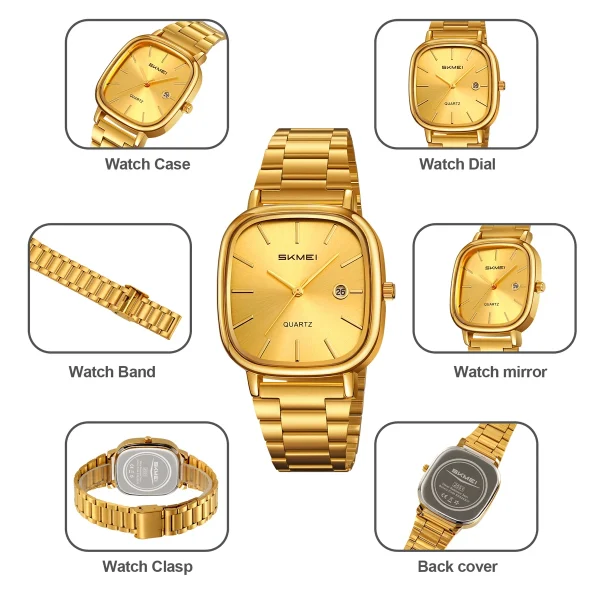 Skmei 2551 Simple Stainless Steel Date Watch for Men and Women (30M Waterproof) - Image 5