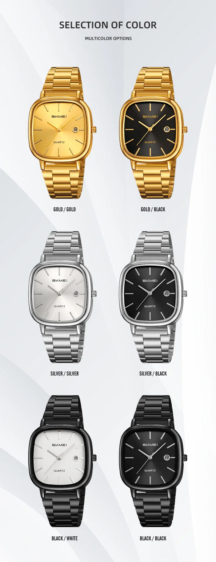 SKMEI Simple Stainless Steel Strip Quartz Watches Fashion Luxury Date Watch For Men Women Ladies Casual Waterproof Wristwatches