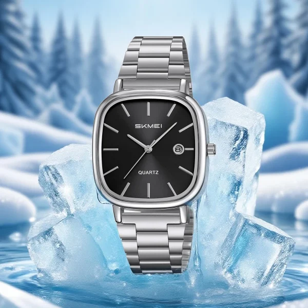 Skmei 2551 Simple Stainless Steel Date Watch for Men and Women (30M Waterproof) - Image 2