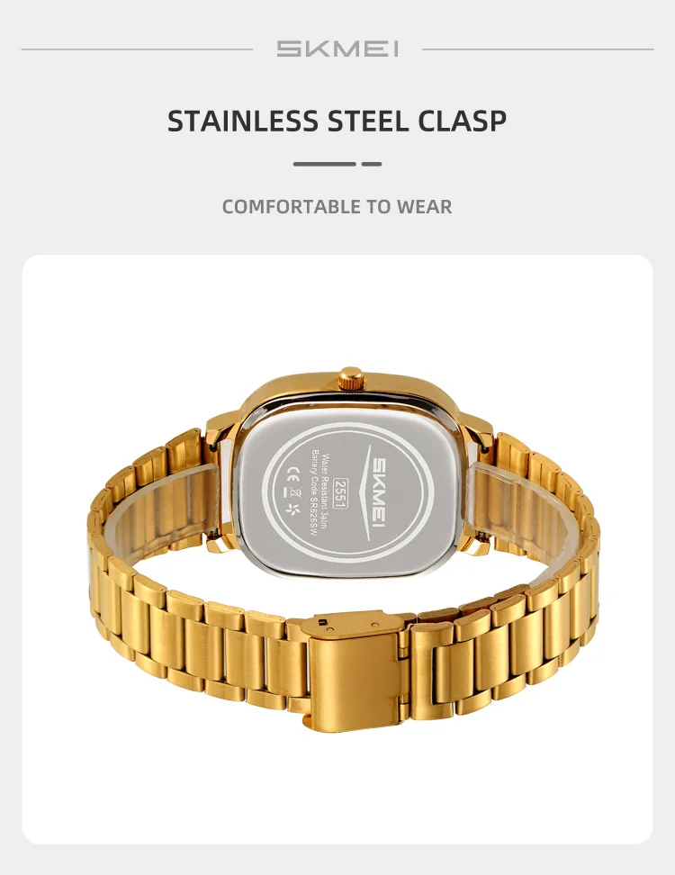 SKMEI Simple Stainless Steel Strip Quartz Watches Fashion Luxury Date Watch For Men Women Ladies Casual Waterproof Wristwatches