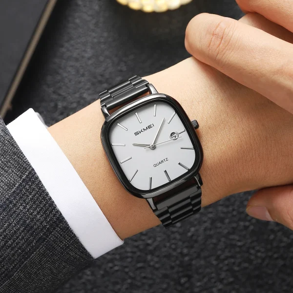 Skmei 2551 Simple Stainless Steel Date Watch for Men and Women (30M Waterproof) - Image 3