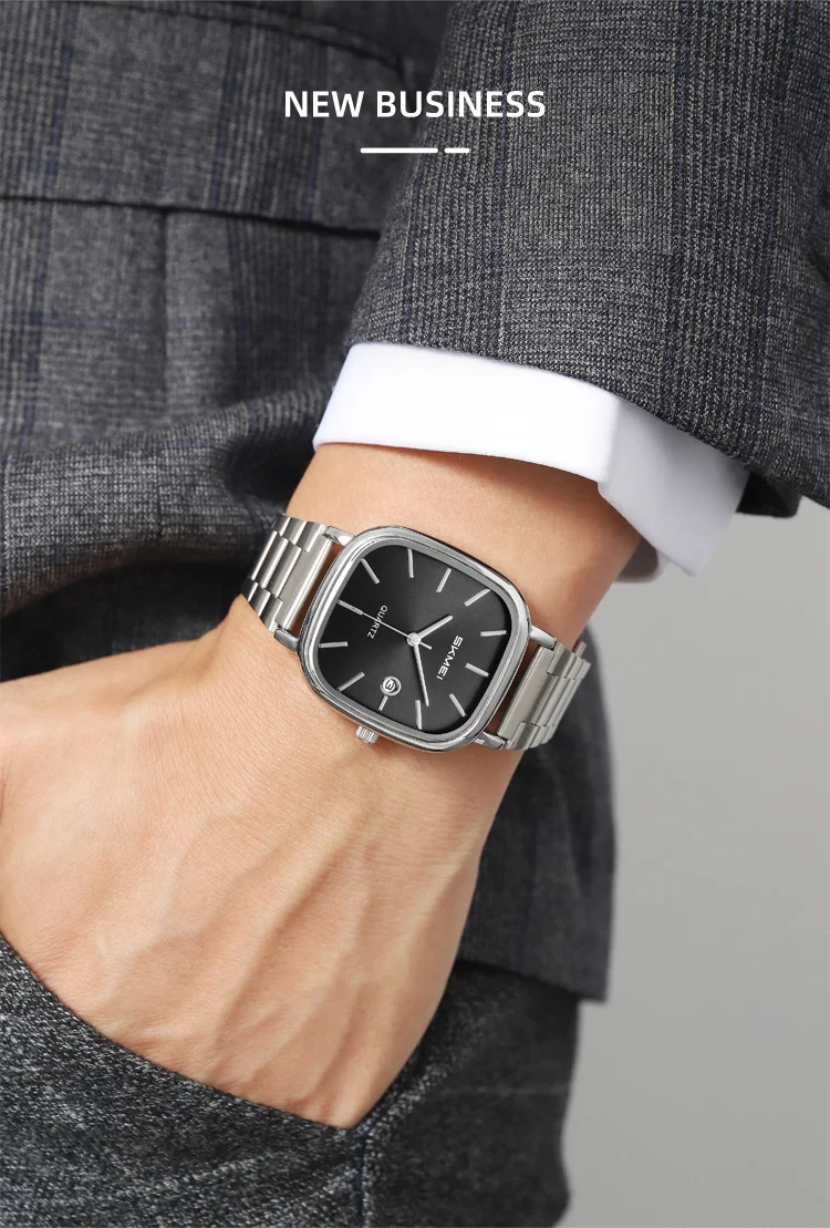 SKMEI Simple Stainless Steel Strip Quartz Watches Fashion Luxury Date Watch For Men Women Ladies Casual Waterproof Wristwatches