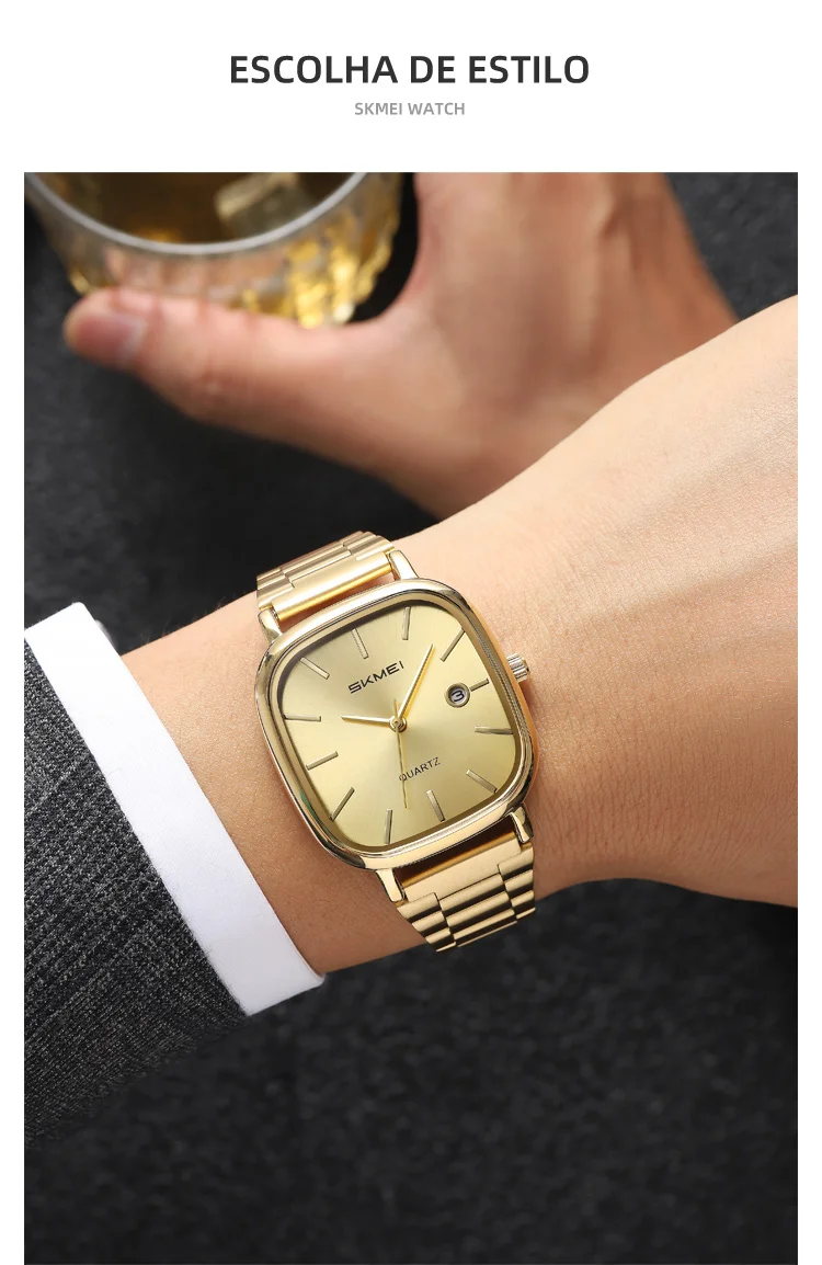 SKMEI Simple Stainless Steel Strip Quartz Watches Fashion Luxury Date Watch For Men Women Ladies Casual Waterproof Wristwatches