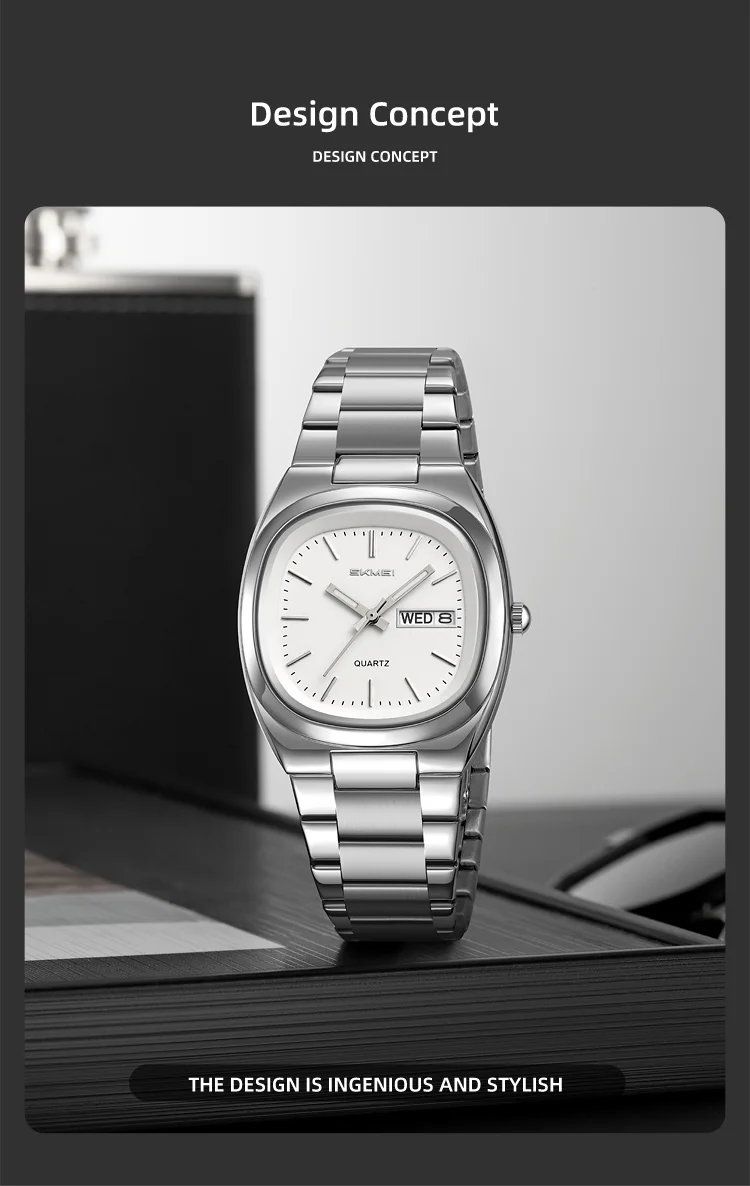 SKMEI Business Multifunctional Quartz Watches Fashion Week Date Watch For Men Women Waterproof Stainless Steel Strip Wristwatch
