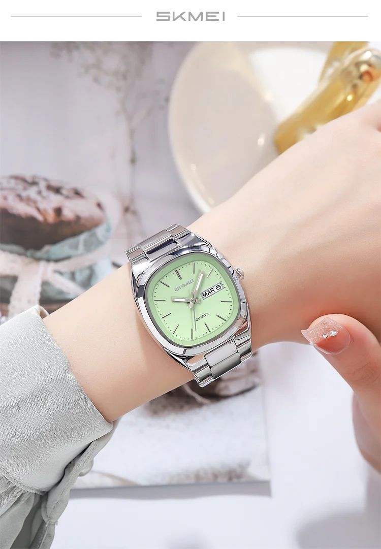 SKMEI Business Multifunctional Quartz Watches Fashion Week Date Watch For Men Women Waterproof Stainless Steel Strip Wristwatch