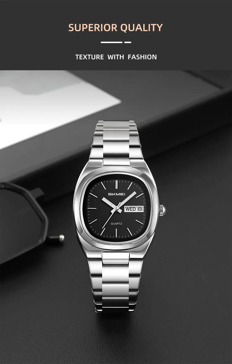SKMEI Business Multifunctional Quartz Watches Fashion Week Date Watch For Men Women Waterproof Stainless Steel Strip Wristwatch