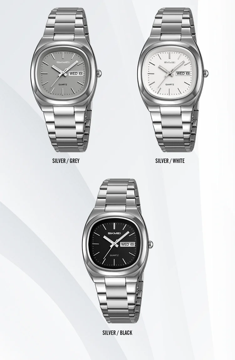 SKMEI Business Multifunctional Quartz Watches Fashion Week Date Watch For Men Women Waterproof Stainless Steel Strip Wristwatch