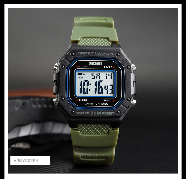 SKMEI Outdoor Sports Shockproof Digital Watches For Men Women 5Bar Waterproof Alarm Clock Fashion Military Electronic Wristwatch