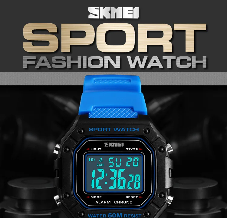 SKMEI Outdoor Sports Shockproof Digital Watches For Men Women 5Bar Waterproof Alarm Clock Fashion Military Electronic Wristwatch