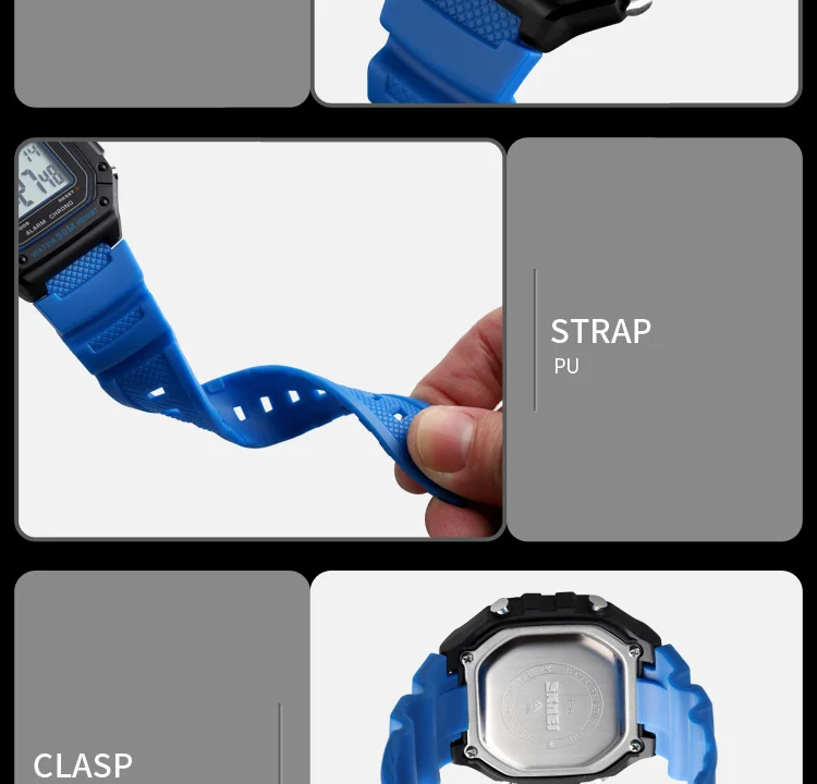 SKMEI Outdoor Sports Shockproof Digital Watches For Men Women 5Bar Waterproof Alarm Clock Fashion Military Electronic Wristwatch