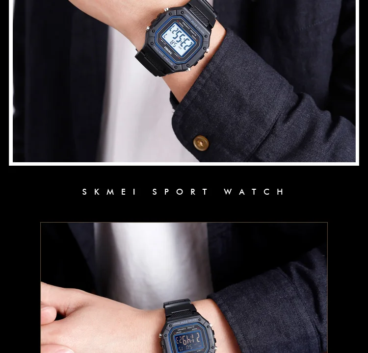 SKMEI Outdoor Sports Shockproof Digital Watches For Men Women 5Bar Waterproof Alarm Clock Fashion Military Electronic Wristwatch