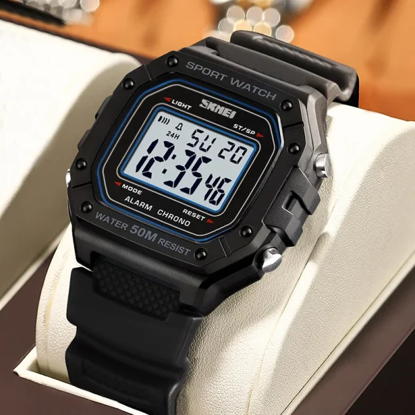 SKMEI 1496 Multifunction Digital Sports Watch with Stopwatch and Alarm for Men Women (50M Waterproof) - Image 2