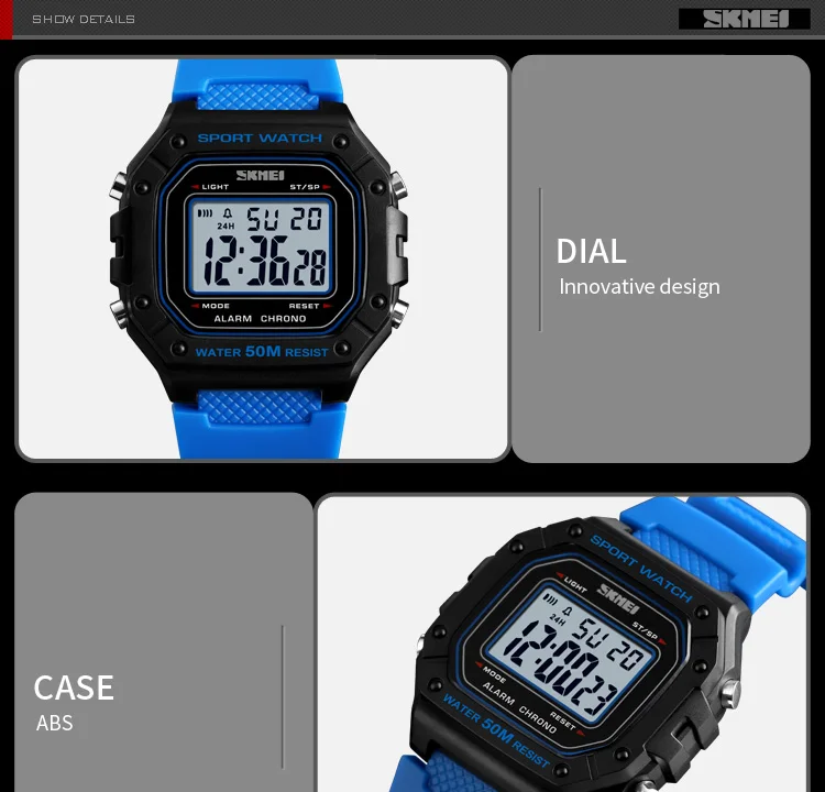 SKMEI Outdoor Sports Shockproof Digital Watches For Men Women 5Bar Waterproof Alarm Clock Fashion Military Electronic Wristwatch