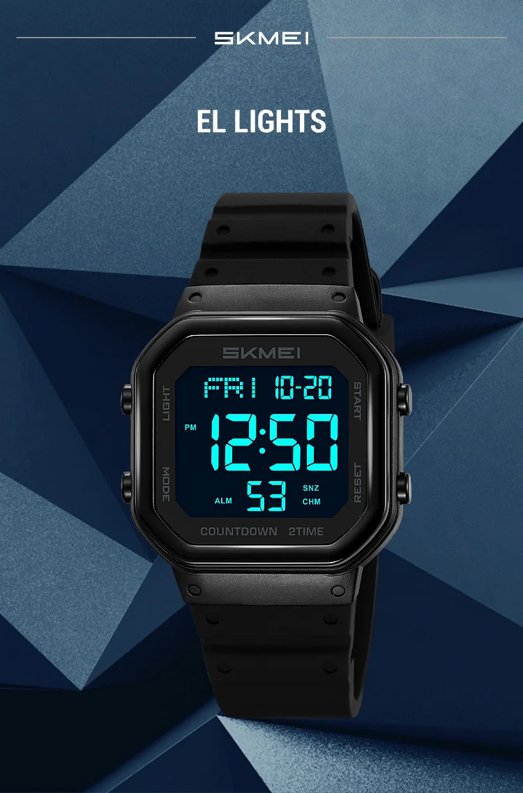 SKMEI Creative EL Light Waterproof Electronic Watches Sports Digital Wristwatch For Men Women Chrono Military Watch Reloj Hombre