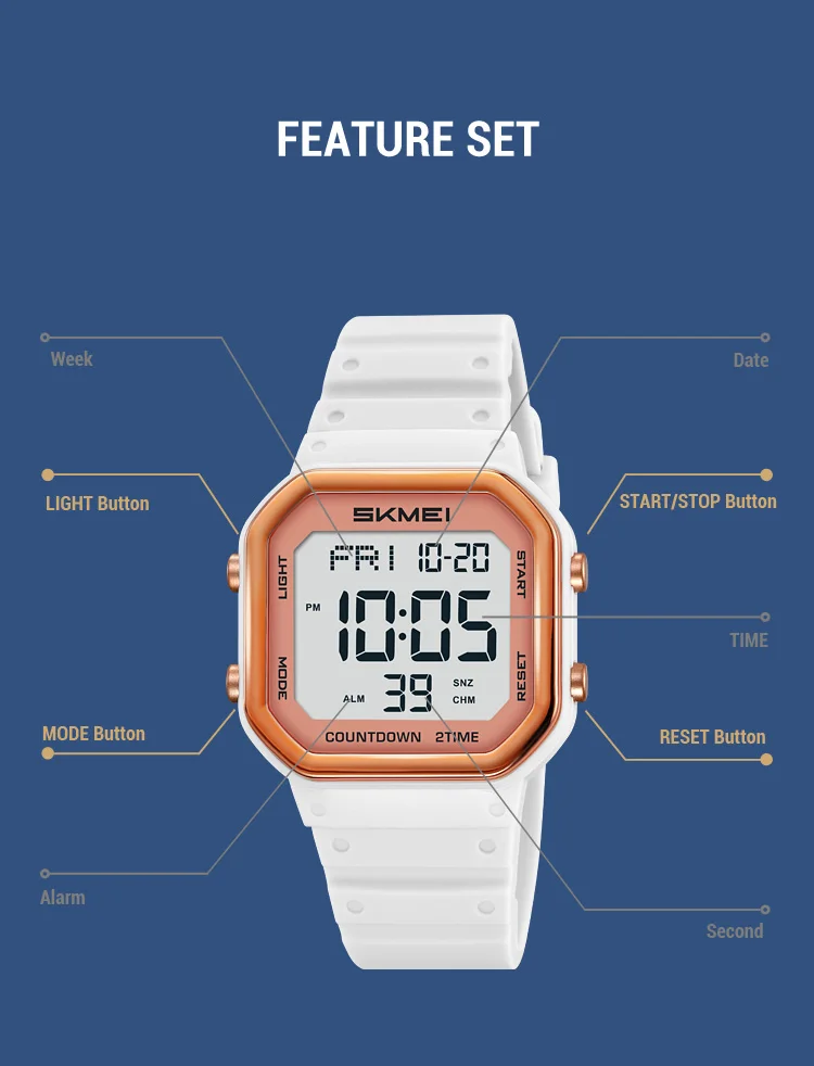 SKMEI Creative EL Light Waterproof Electronic Watches Sports Digital Wristwatch For Men Women Chrono Military Watch Reloj Hombre