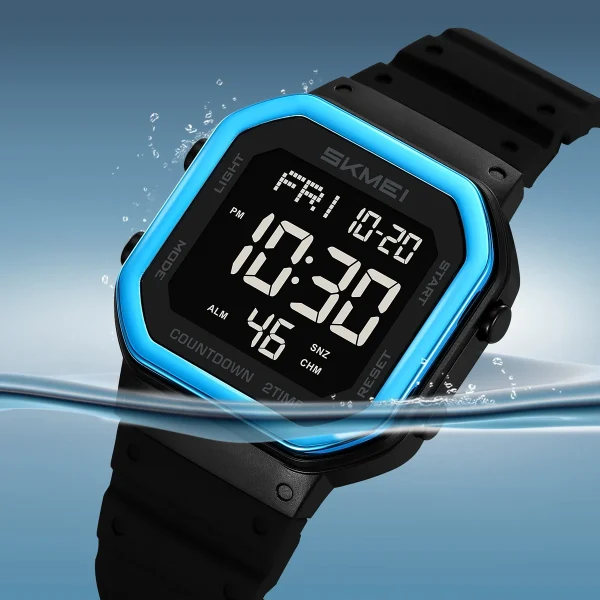 SKMEI 2439 Multifunction Digital Sports Watch with EL Light and Countdown (50M Waterproof) - Image 2
