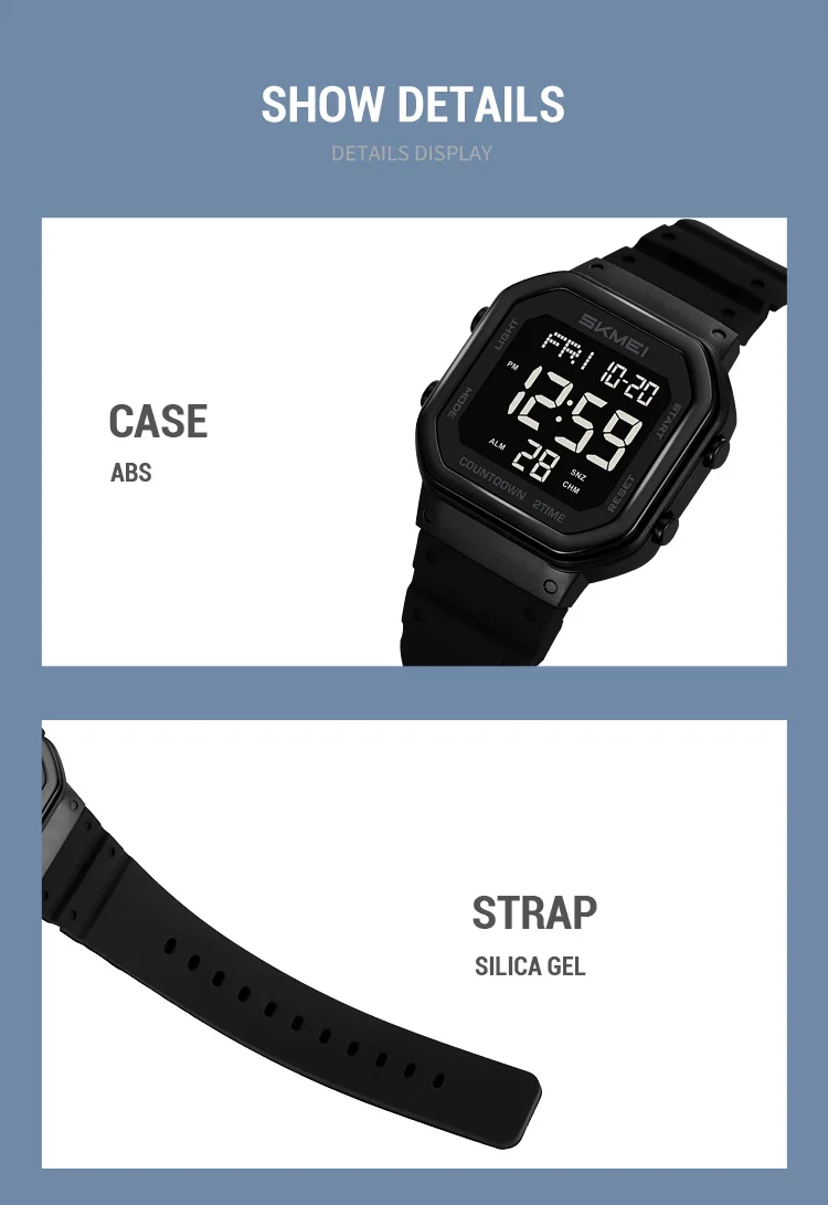 SKMEI Creative EL Light Waterproof Electronic Watches Sports Digital Wristwatch For Men Women Chrono Military Watch Reloj Hombre