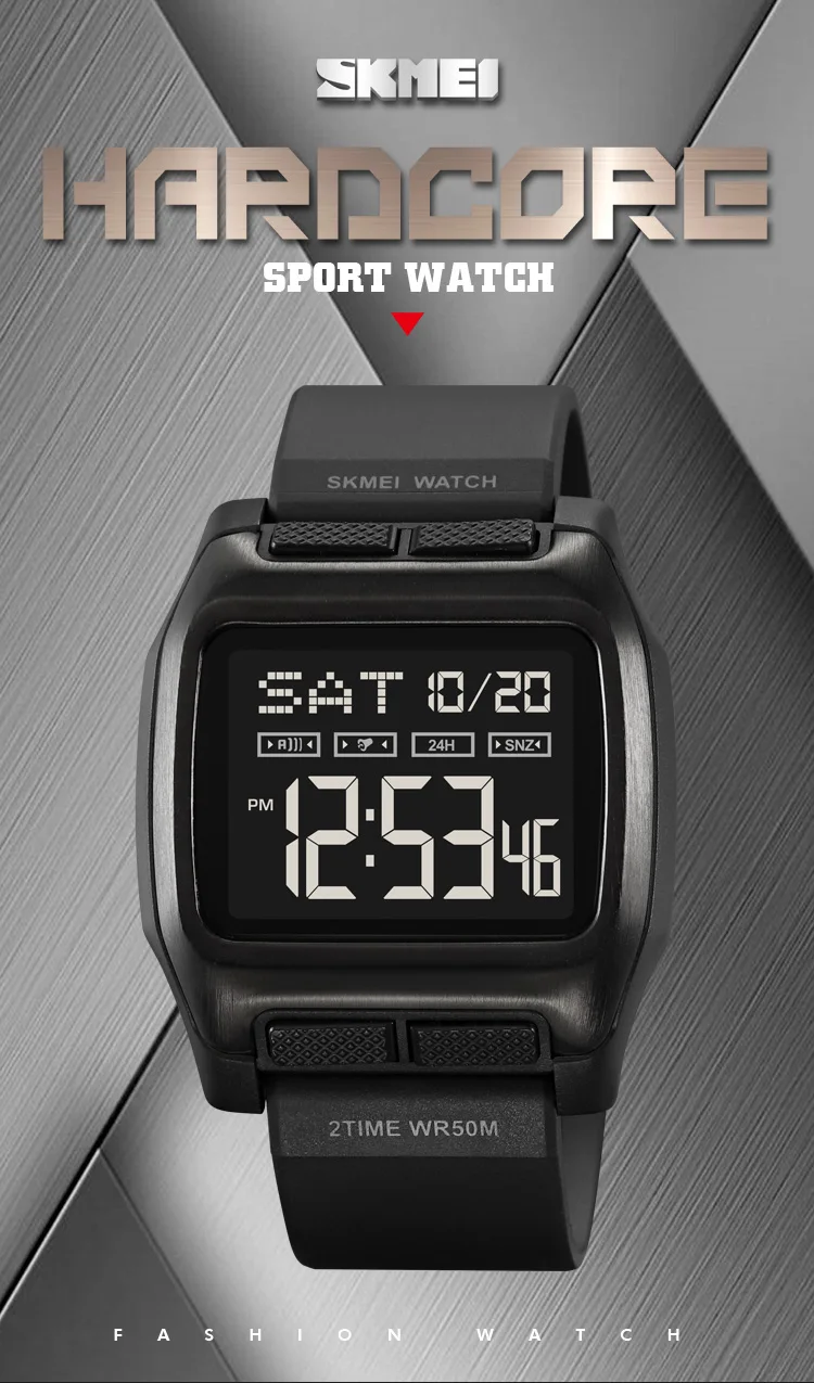 SKMEI Shockproof Digital Wristwatch For Men Women 5Bar Waterproof Back Light Display Chrono Electronic Male Watches reloj hombre