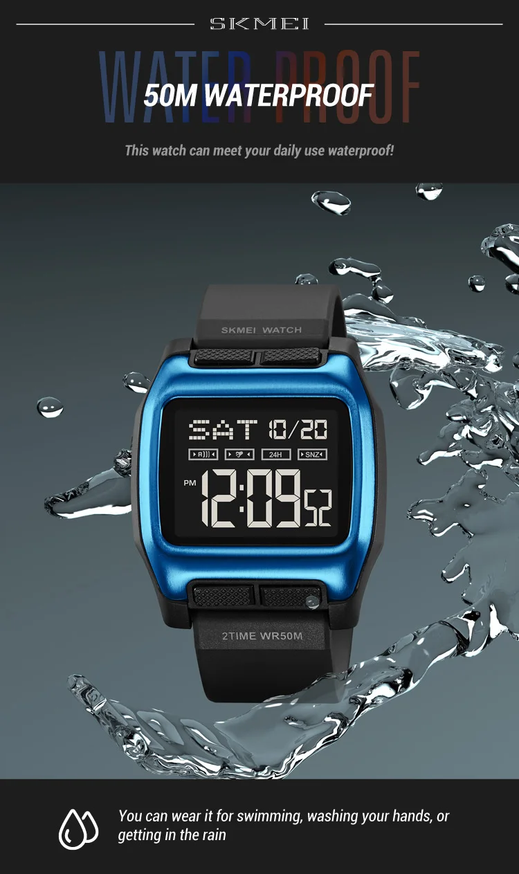 SKMEI Shockproof Digital Wristwatch For Men Women 5Bar Waterproof Back Light Display Chrono Electronic Male Watches reloj hombre
