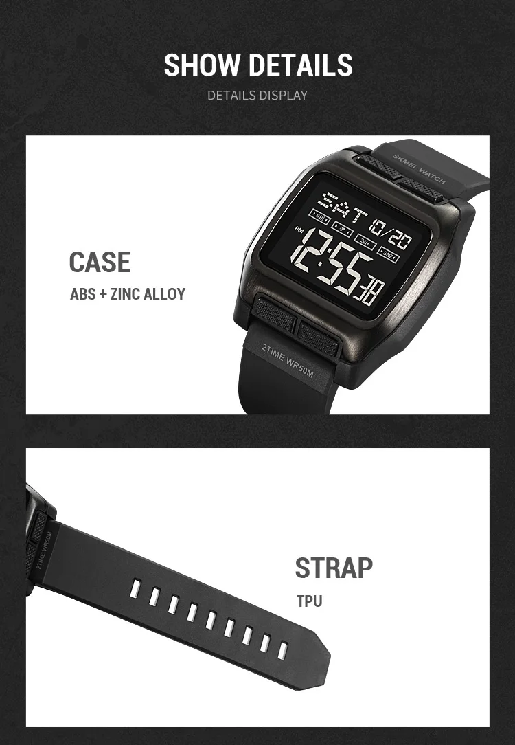 SKMEI Shockproof Digital Wristwatch For Men Women 5Bar Waterproof Back Light Display Chrono Electronic Male Watches reloj hombre
