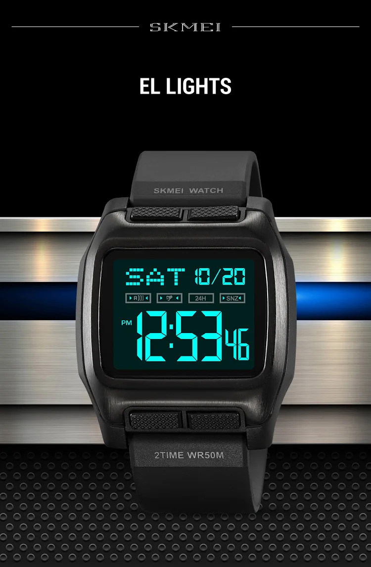 SKMEI Shockproof Digital Wristwatch For Men Women 5Bar Waterproof Back Light Display Chrono Electronic Male Watches reloj hombre