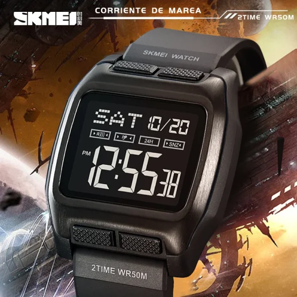 SKMEI 2193 Multifunction Digital Sports Watch with Dual Time and Countdown for Men Women (50M Waterproof) - Image 2