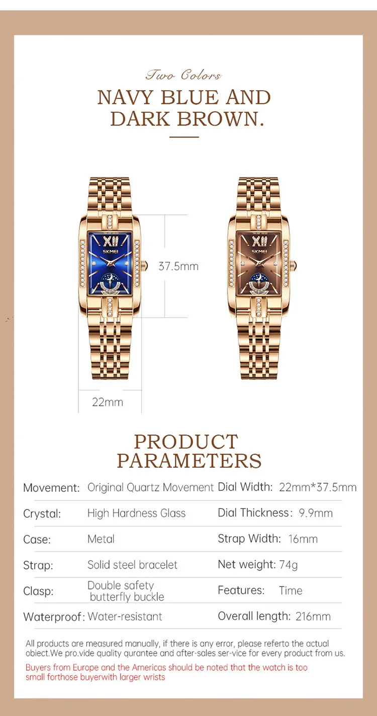 SKMEI Fashion Elegance Watches Ladies Wristwatches Romantic Style Waterproof Quartz Stainless Steel Strip Watch Relogio Feminino