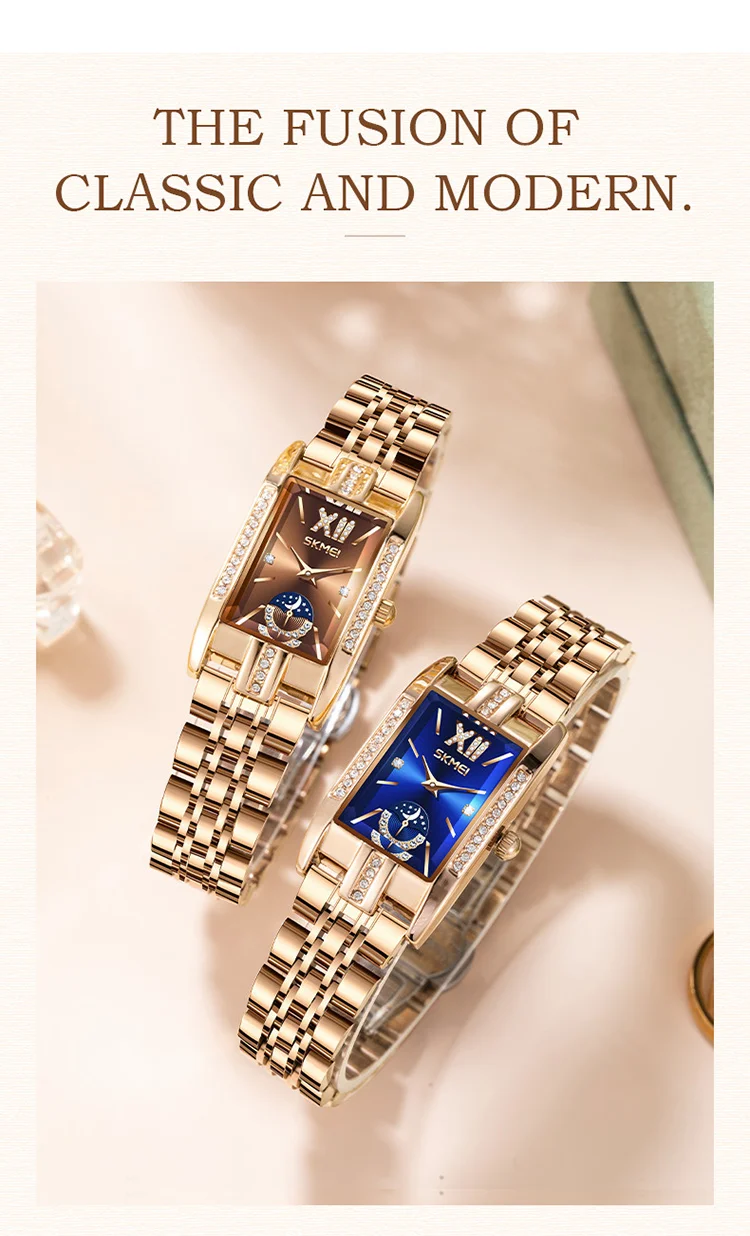 SKMEI Fashion Elegance Watches Ladies Wristwatches Romantic Style Waterproof Quartz Stainless Steel Strip Watch Relogio Feminino