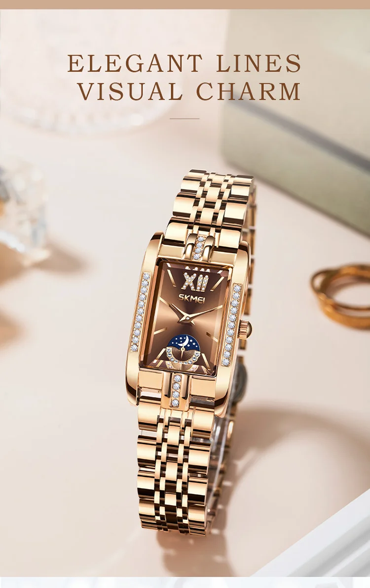 SKMEI Fashion Elegance Watches Ladies Wristwatches Romantic Style Waterproof Quartz Stainless Steel Strip Watch Relogio Feminino