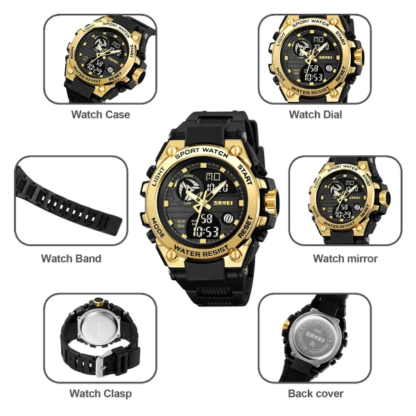 SKMEI 2360 Dual Time Digital Sports Watch with LED Light (50M Waterproof) - Image 4
