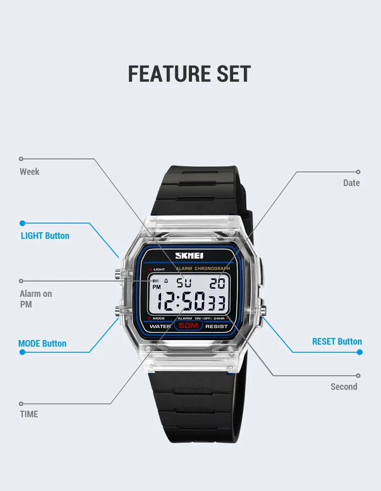 SKMEI Female Creative Shockproof Back Light Display Stopwatch Digital Watches Fashion Ladies Wristwatches For Women reloj mujer