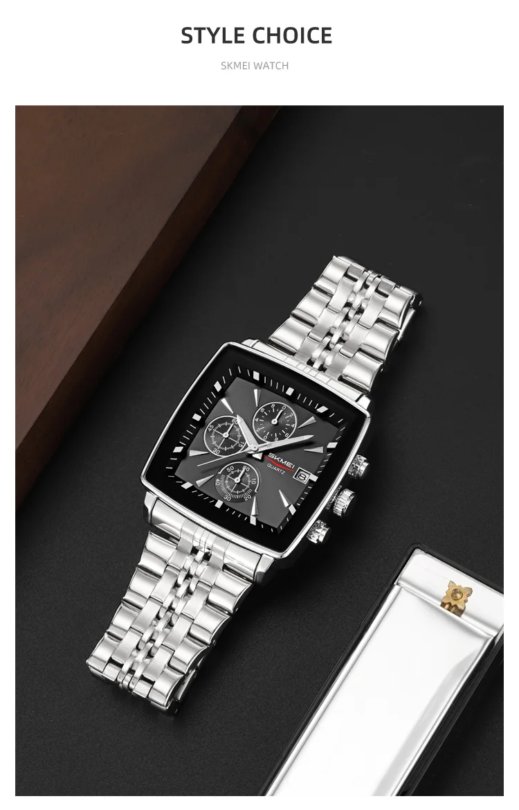SKMEI Stainless Steel Strip Quartz Watch For Men Women Business Wristwatch Fashion Waterproof Stopwatch Male Watch Reloj Hombre