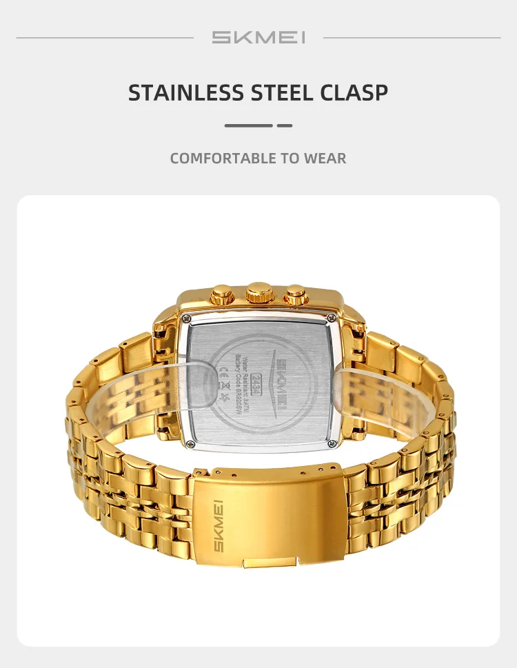 SKMEI Stainless Steel Strip Quartz Watch For Men Women Business Wristwatch Fashion Waterproof Stopwatch Male Watch Reloj Hombre