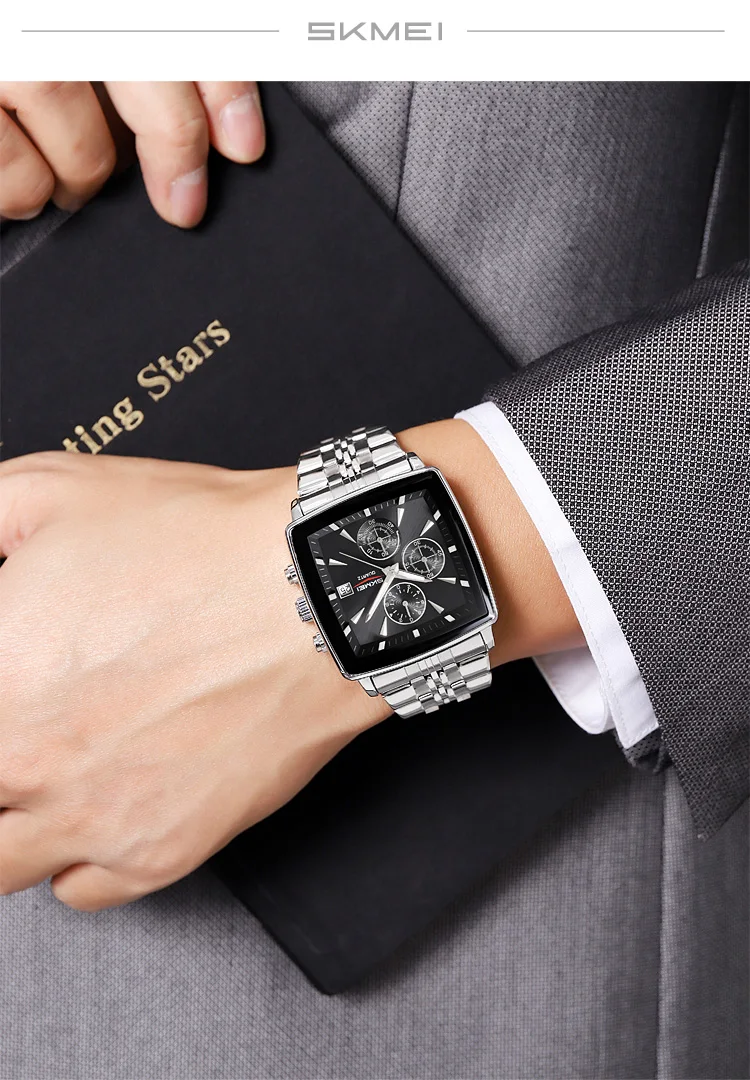 SKMEI Stainless Steel Strip Quartz Watch For Men Women Business Wristwatch Fashion Waterproof Stopwatch Male Watch Reloj Hombre