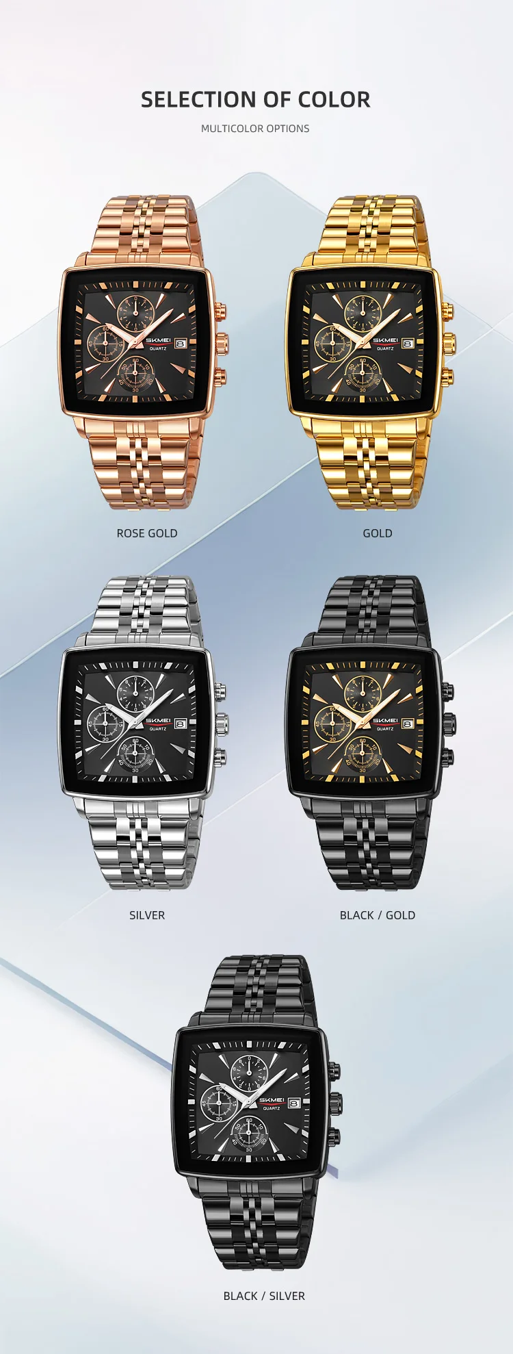 SKMEI Stainless Steel Strip Quartz Watch For Men Women Business Wristwatch Fashion Waterproof Stopwatch Male Watch Reloj Hombre