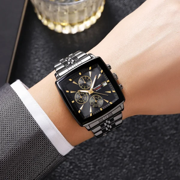 SKMEI 2434 Stainless Steel Quartz Watch with Stopwatch for Men and Women (30M Waterproof) - Image 3