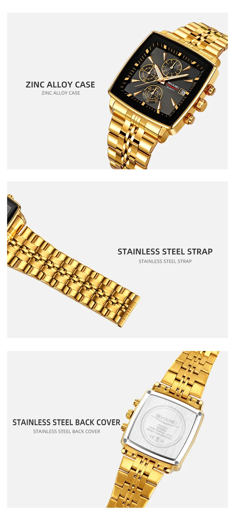 SKMEI Stainless Steel Strip Quartz Watch For Men Women Business Wristwatch Fashion Waterproof Stopwatch Male Watch Reloj Hombre