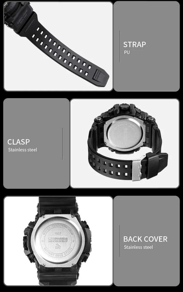 SKMEI Men Creative 3Time Countdown Digital Sports Wristwatches Waterproof Electronics Watches Alarm Countdown Watch reloj hombre