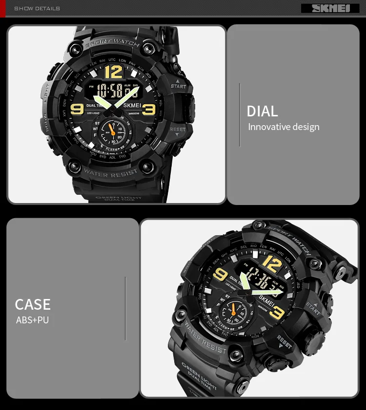 SKMEI Men Creative 3Time Countdown Digital Sports Wristwatches Waterproof Electronics Watches Alarm Countdown Watch reloj hombre