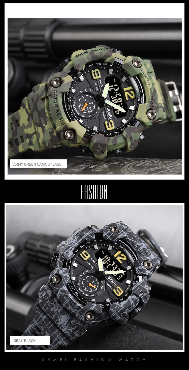 SKMEI Men Creative 3Time Countdown Digital Sports Wristwatches Waterproof Electronics Watches Alarm Countdown Watch reloj hombre