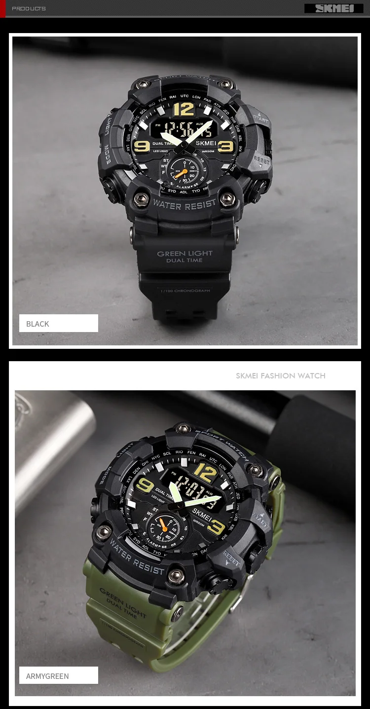 SKMEI Men Creative 3Time Countdown Digital Sports Wristwatches Waterproof Electronics Watches Alarm Countdown Watch reloj hombre
