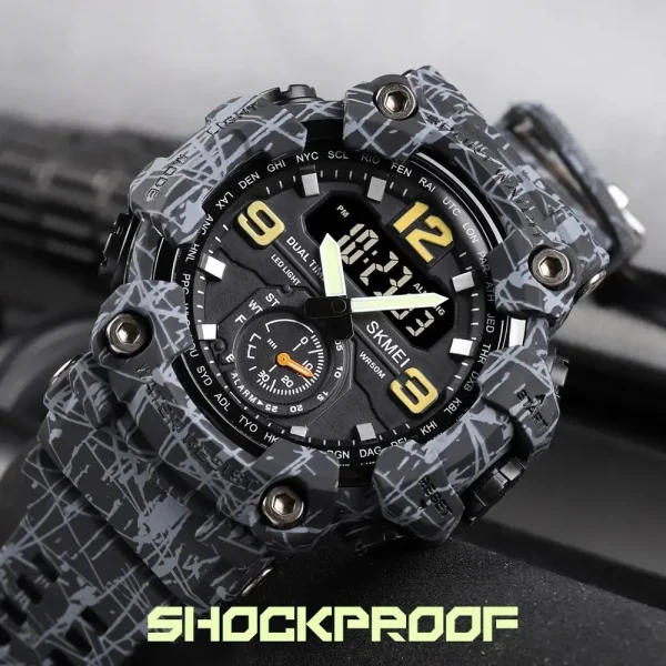 SKMEI 1637 Multifunction Digital Sports Watch with 3Time Chronograph and Countdown Timer for Men (50M Waterproof) - Image 3