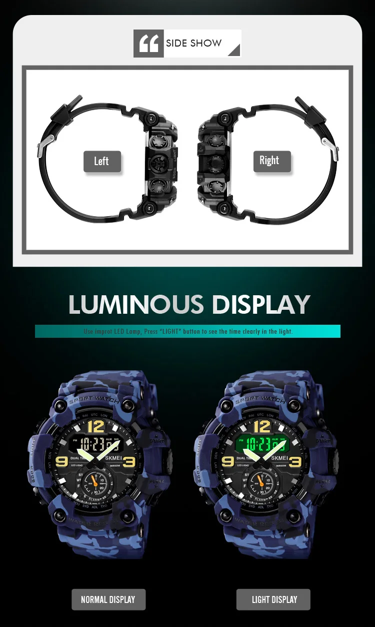 SKMEI Men Creative 3Time Countdown Digital Sports Wristwatches Waterproof Electronics Watches Alarm Countdown Watch reloj hombre