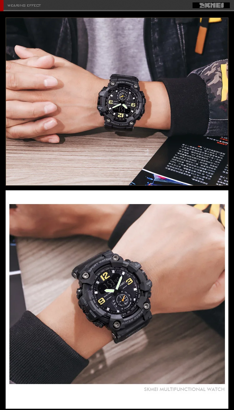 SKMEI Men Creative 3Time Countdown Digital Sports Wristwatches Waterproof Electronics Watches Alarm Countdown Watch reloj hombre