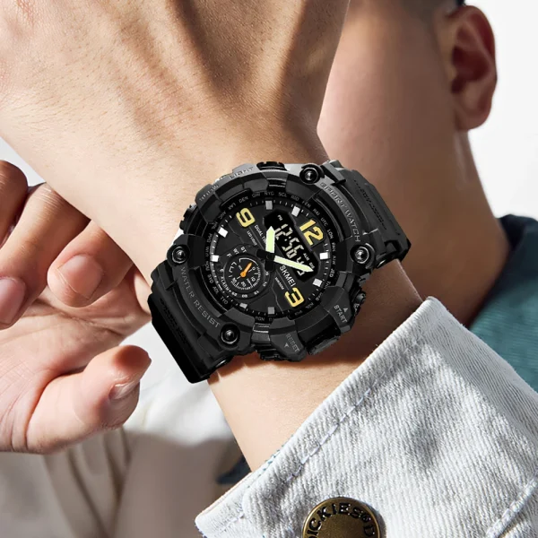 SKMEI 1637 Multifunction Digital Sports Watch with 3Time Chronograph and Countdown Timer for Men (50M Waterproof) - Image 4