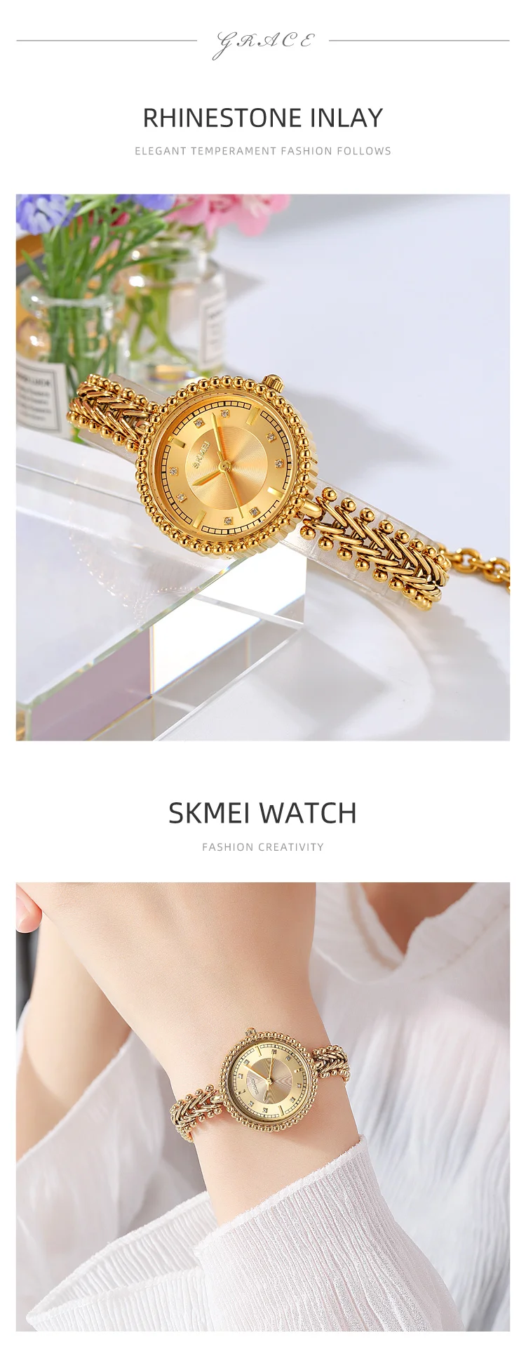 SKMEI Simple Creative Elegant Quartz Watches For Women Fashion Luxury Lady Wristwatches 3Bar Waterproof Female Watch Reloj Mujer