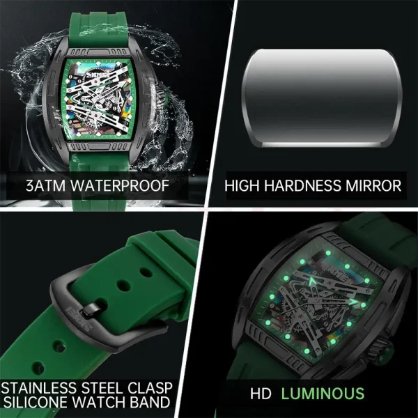 Skmei 7068 Skeleton Art Quartz Watch with Luminous Hands for Men and Women (3ATM Waterproof) - Image 4
