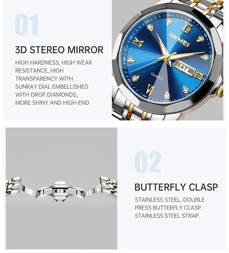 SKMEI Creative Full Steel Watches For Men Women Casual Date Quartz Wristwatch For Male Female Lady Waterproof Watch reloj hombre