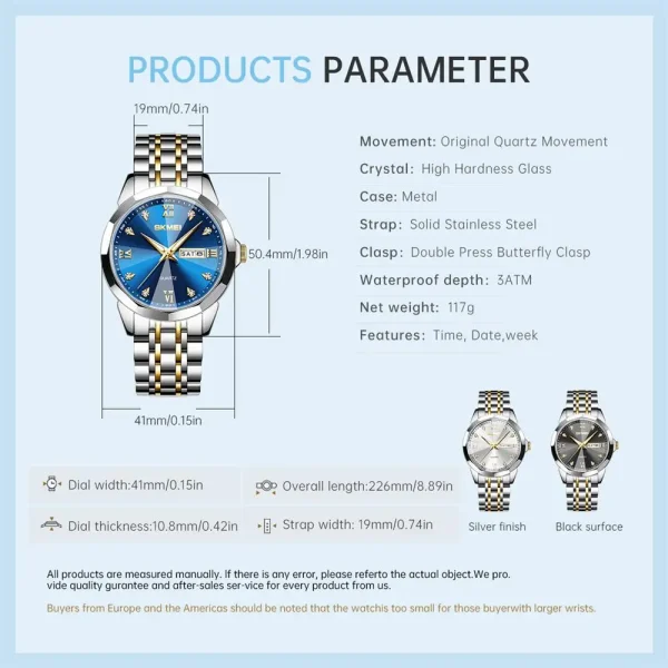 SKMEI Couple's Date Watch for Men and Women (3ATM Waterproof) - Image 6